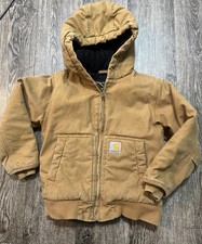 Carhartt Kids Tan Quilted Lined Hooded Workwear Jacket Size XXS 4-5