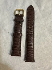 Genuine Lizard, Leather Brown Replacement Strap Gold Tone Buckle ￼