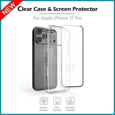 For Apple iPhone 17 Pro Phone Case Shockproof Cover + LCD Screen Tempered Glass