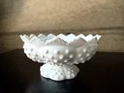 Fenton Hobnail Milk Glass Candle Holder/Candle Bowl, Flower Vase, 6.5” X 3.25”