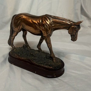 Horse Copper/Bronze Metal Figurine Statue Sculpture on Base
