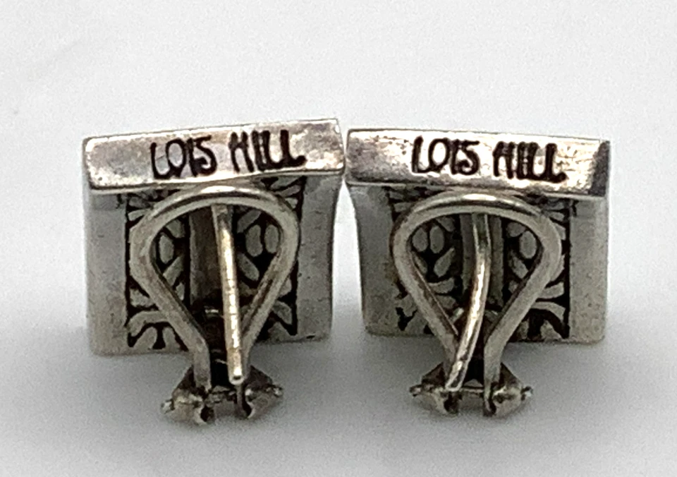 Lois Hill Indonesia Sterling Silver Byzantine Style Earrings Omega Backs - Image 4 of 4