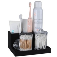 Toothbrush Holder for Bathroom with 2PCS Qtip Holder Dispenser, 3 Slot Bathro...