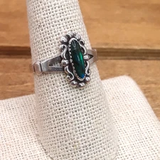 Vintage Wheeler Mfg. Paua Shell Sterling Silver Ring Sz. 8.5