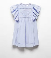Mango BRODERIE ANGLAISE RUFFLED DRESS