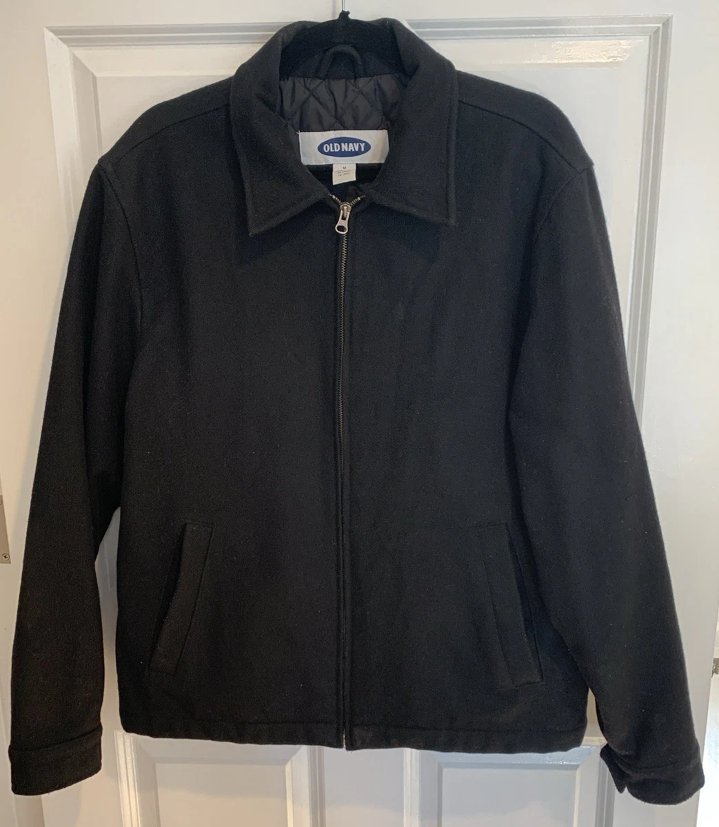 ジャケット・アウター OLD NAVY 00's Wool Jacket Black M Vintage Old navy Jacket Men's XL Black Zip Bomber Wool boxy Quilt