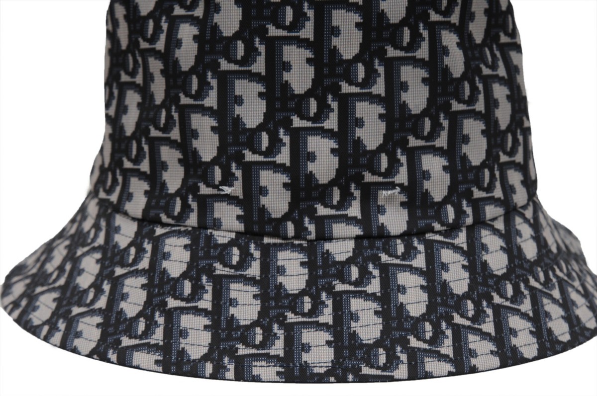 Dior Oblique Reversible Teddy-D Brim Bucket Hat Grey Blue