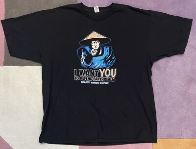 Tee Fury Mortal Kombat Raiden 'I Want You' Black Shirt size Men's XL X-LARGE