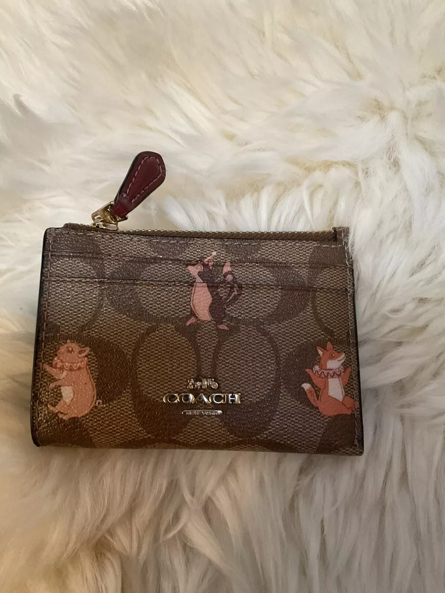 Coach Signature Party Animals Wallet Credit Card Case Keychain 79930