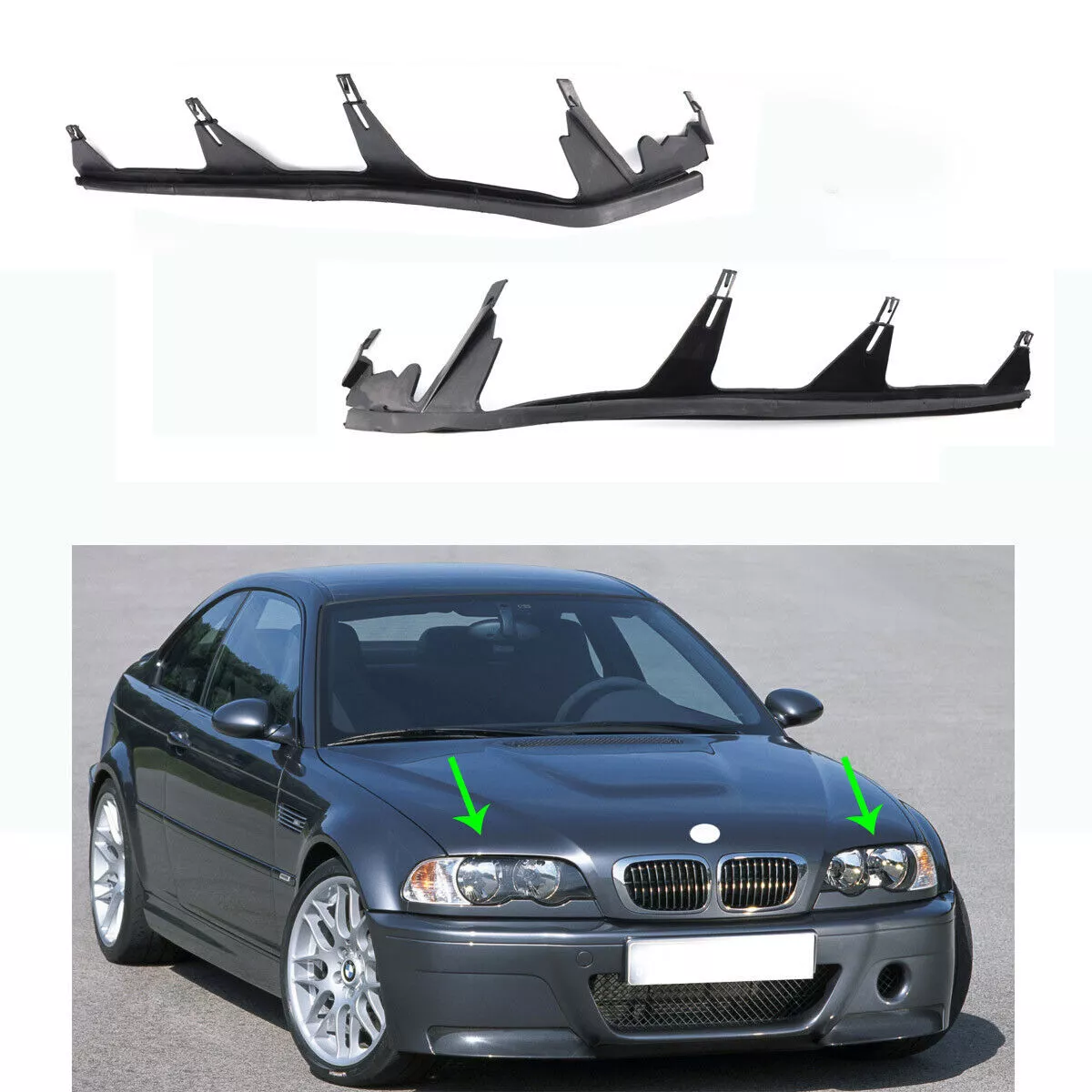 L R Headlight Cover Strip Upper Headlamp Gasket For BMW E46 Pre LCI M3 330Ci US