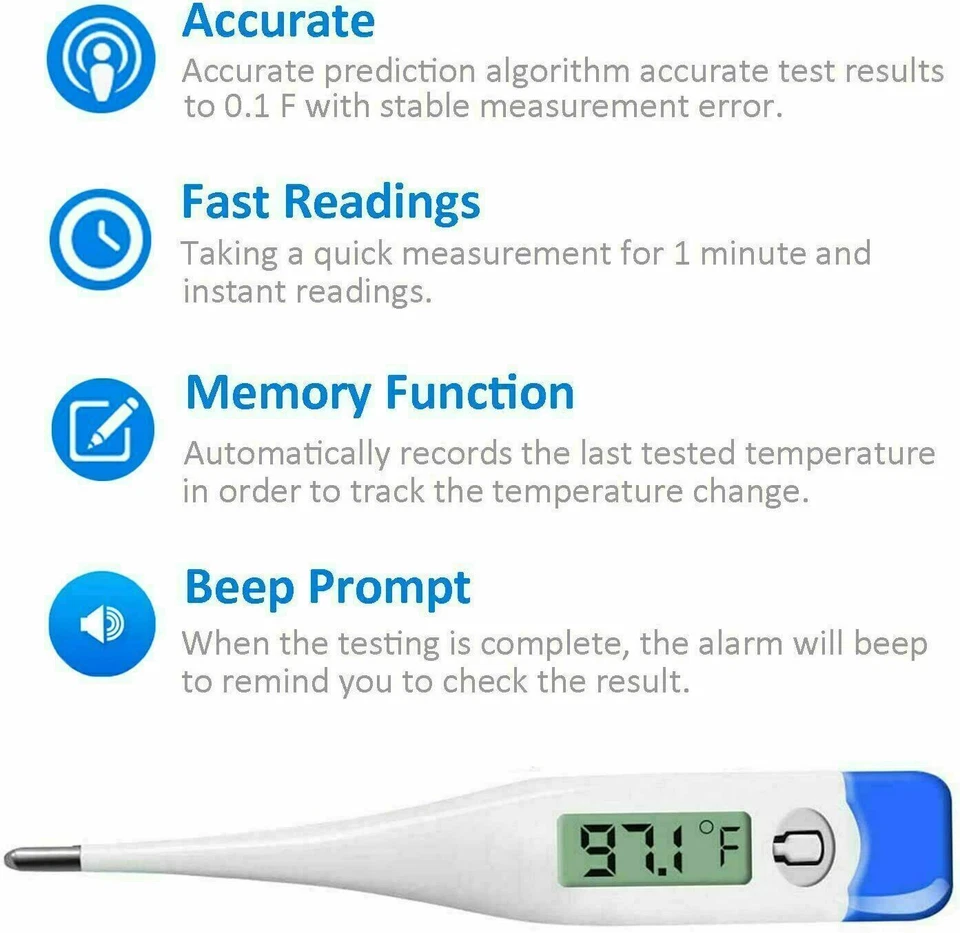 Termómetro digital LCD oral para bebé niño adulto salud termómetros médicos EE. UU. Foto 3 de 4