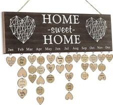 Wooden Family Birthday Reminder Tracker Calendar Board Wall Hanging