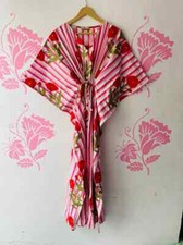 Indian Vintage 100% Cotton Long Beach Maxi Kaftan Dress One Size Caftan Kimono