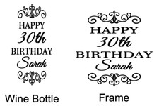 Happy Birthday Vinyl Sticker Box Frame Wine Bottle Decal. **Any Age, Any Name**