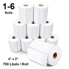 4"X2" Direct Thermal Shipping Labels 750 per Roll For Zebra & Rollo Printers