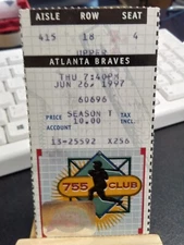 Philadelphia Phillies vs Atlanta Braves (6-26-1997) Baseball Ticket Stub