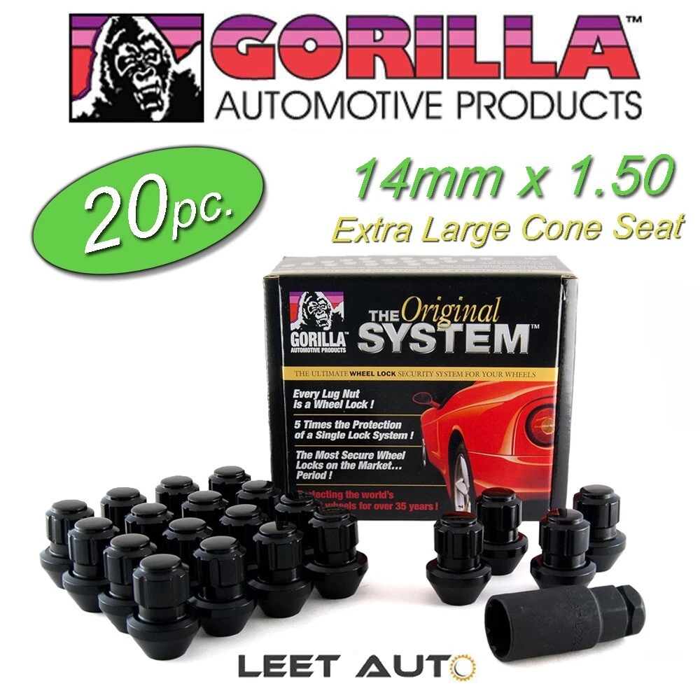 20pc) Gorilla Wheel Lock Set, Factory Style Bulge, 14mm x 1.50