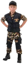 Seal Team Child Boys Costume Camo Jumpsuit And Black Vest Underwraps