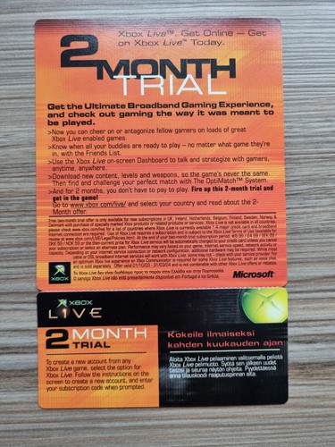 Original Xbox Live 2 Month Trial Code Unused 2004 Retro Collectible - Picture 2 of 3