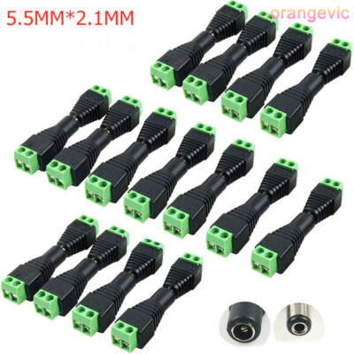 10/5x DC Stecker Buchse Steckverbinder Adapter männlich weiblich 2.1 x 5.5mm
