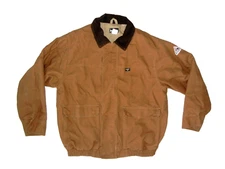 BULWARK FR Brown Canvas FLAME-RESISTANT FIRE JACKET Warm Work Gear Coat Men's L