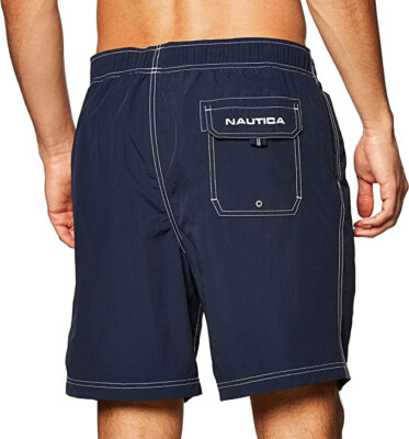 Nautica Swimsuits For Men Nautica Men's Standard Solid Quick Dry Classic Logo Swim Trunk Men's Quick Dry Swim Trunks