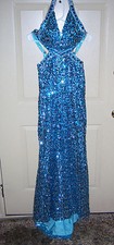 Beautiful STUDIO 17 PURE PROM ICE BLUE SEQUENCE BEAD Prom Party gown SZ 0