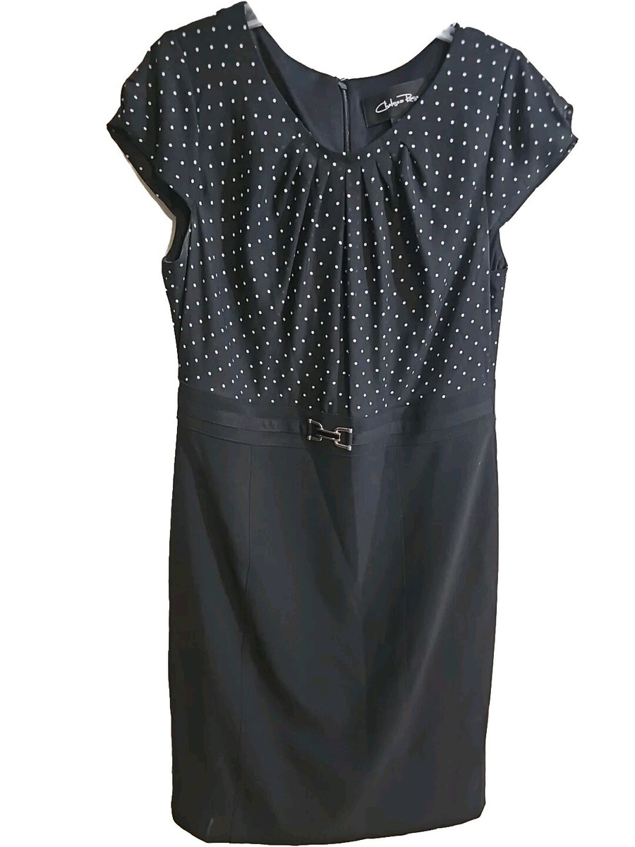 Chelsea Rose Women's Black Polka-Dot Sleeveless A-Line Pencil Dress Size 12