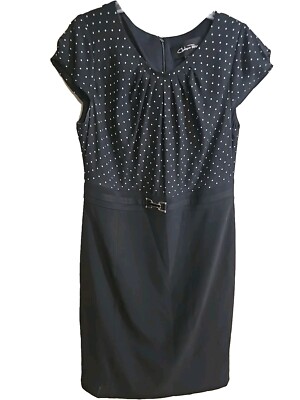 Chelsea Rose Women's Black Polka-Dot Sleeveless A-Line Pencil Dress Size 12 