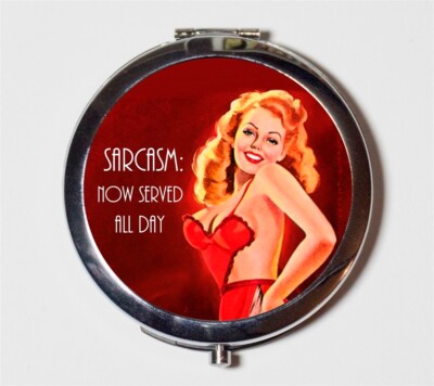 Retro Funny Sarcasm Now Served Compact Mirror Make Up Pocket Mirror Cosmetic