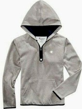 YOUTH BOYS Sz M CHAMPION PERFORMANCE GRAY 1/4 ZIP LONG SLEEVE HOODIE SWEATSHIRT