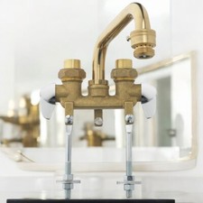 Plumb Works Two Handle Brass Laundry Utility Sink Faucet Home Remodel DIY Tools