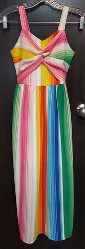 Amy Byer Rainbow Stripe Maxi Dress GIRLS 12 - 第 1/5 張圖片