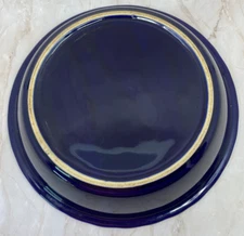 Pie Plate Dessert Serving Dish Ceramic Porcelain Navy Blue White 9 inch Diameter