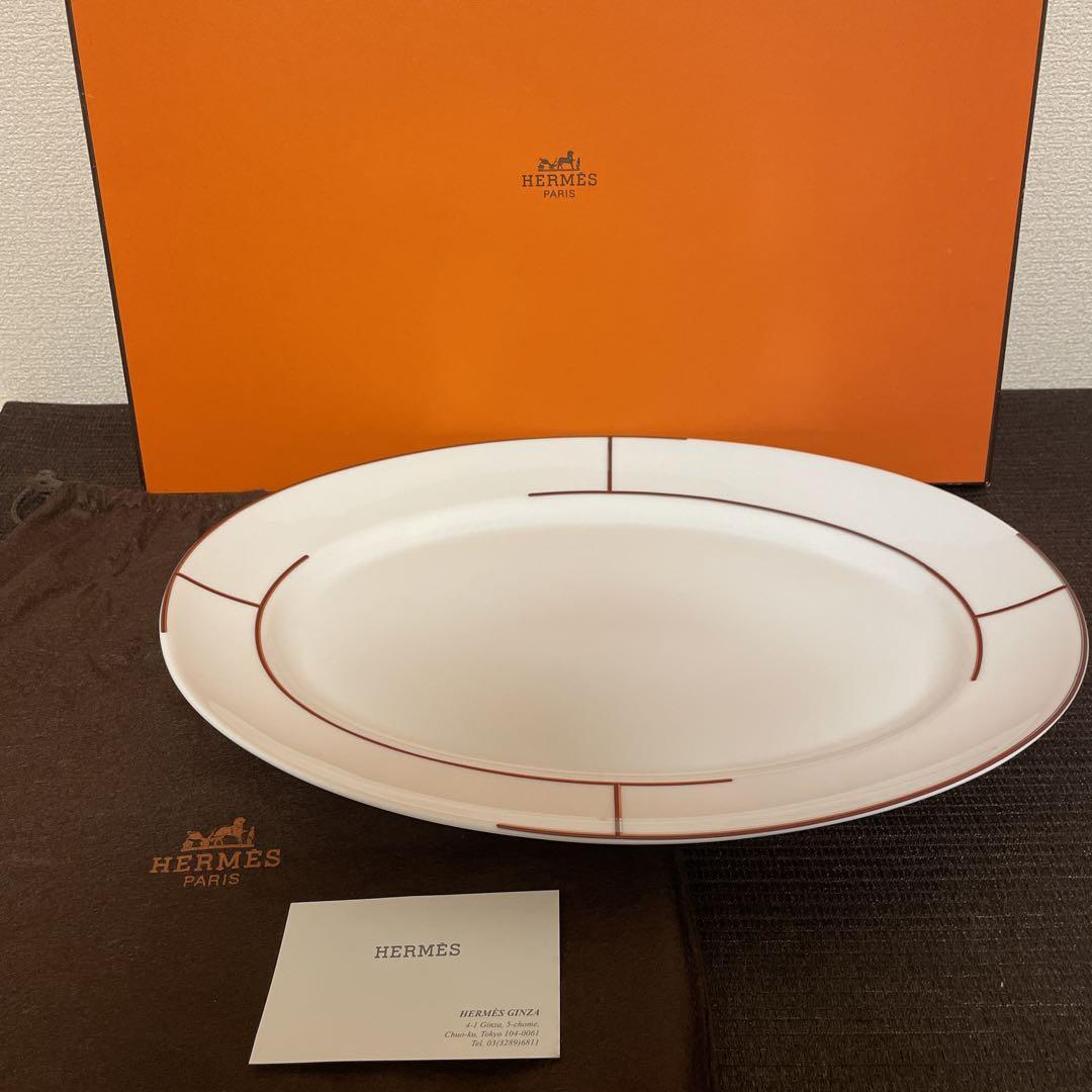 エルメス　RYTHME　RED　ディナープレート　27cm　aq10211 HERMES Rhythm Rouge Oval Dinner Plate | eBay