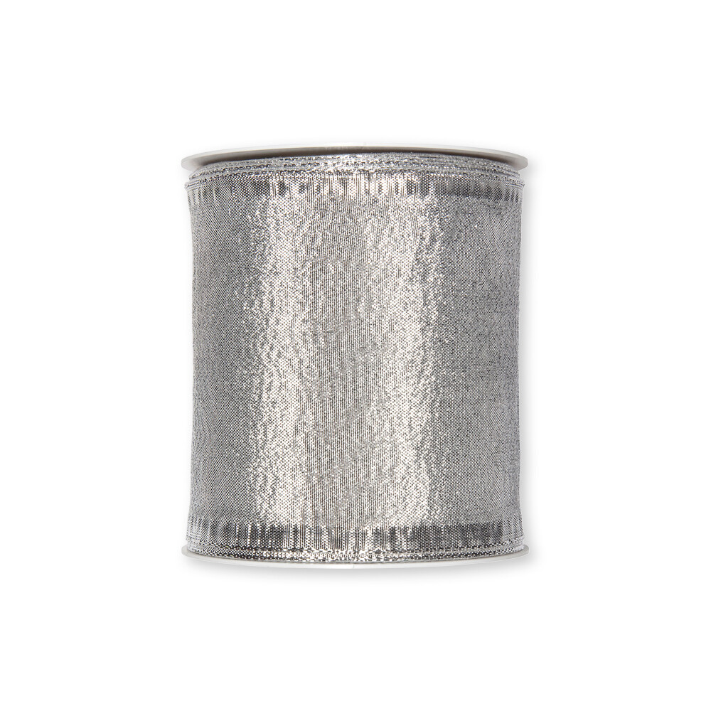 Metallic Silver Lurex Christmas Ribbon Fabric 100mm x 20m