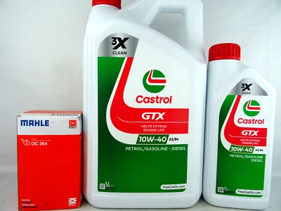 Castrol 10W40 GTX ehemals Ultraclean 10W-40 + Ölfilter VW Mahle OC264 6Liter - Bild 1 von 4