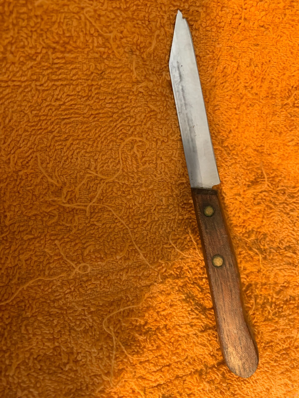 Vintage Geneva Stainless 3" Blade Paring & Peeling Knife Wood