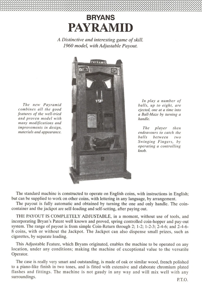 ALLWIN BRYANS ELEVENSES FLYER - COIN OPERATED - ANTIQUE ARCADE MACHINE - SLOTS