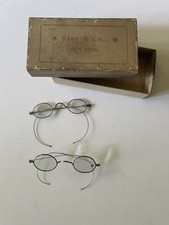 Antique Vintage SPECTACLES EYEGLASSES Wire Frame 2 Pair In Box Star  Co