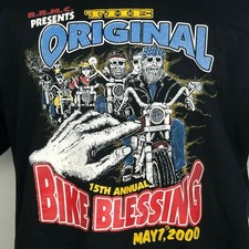 Vintage The Rough Riders Motorcycle Club RRMC T-Shirt RARE Bike Blessing XL VHTF