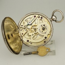 WORKING Silver Pocket Watch Men's no fusee duplex chronometer no repeater RAR