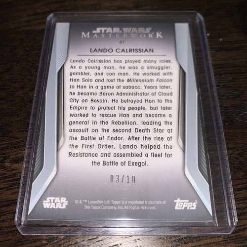 2021 Topps Star Wars Masterwork #67 Lando Calrissian Orange 03/10 Rare Rogue One - Picture 3 of 3