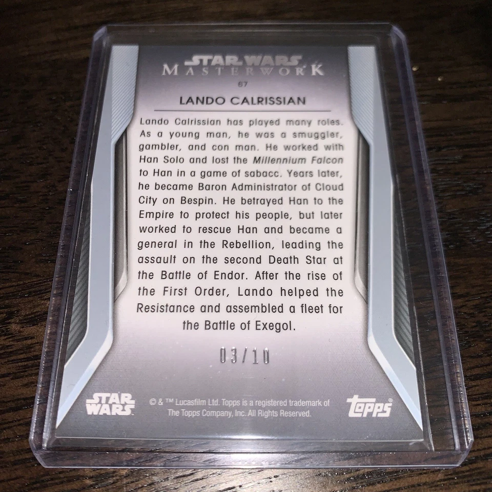 2021 Topps Star Wars Masterwork #67 Lando Calrissian Orange 03/10 Rare Rogue One - Image 3 of 3