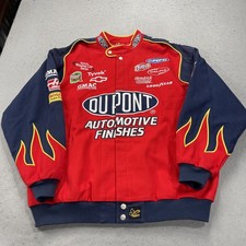 VINTAGE Nascar Jacket Mens 2XL Red Chase Authentics DuPont Racing Flames 90s