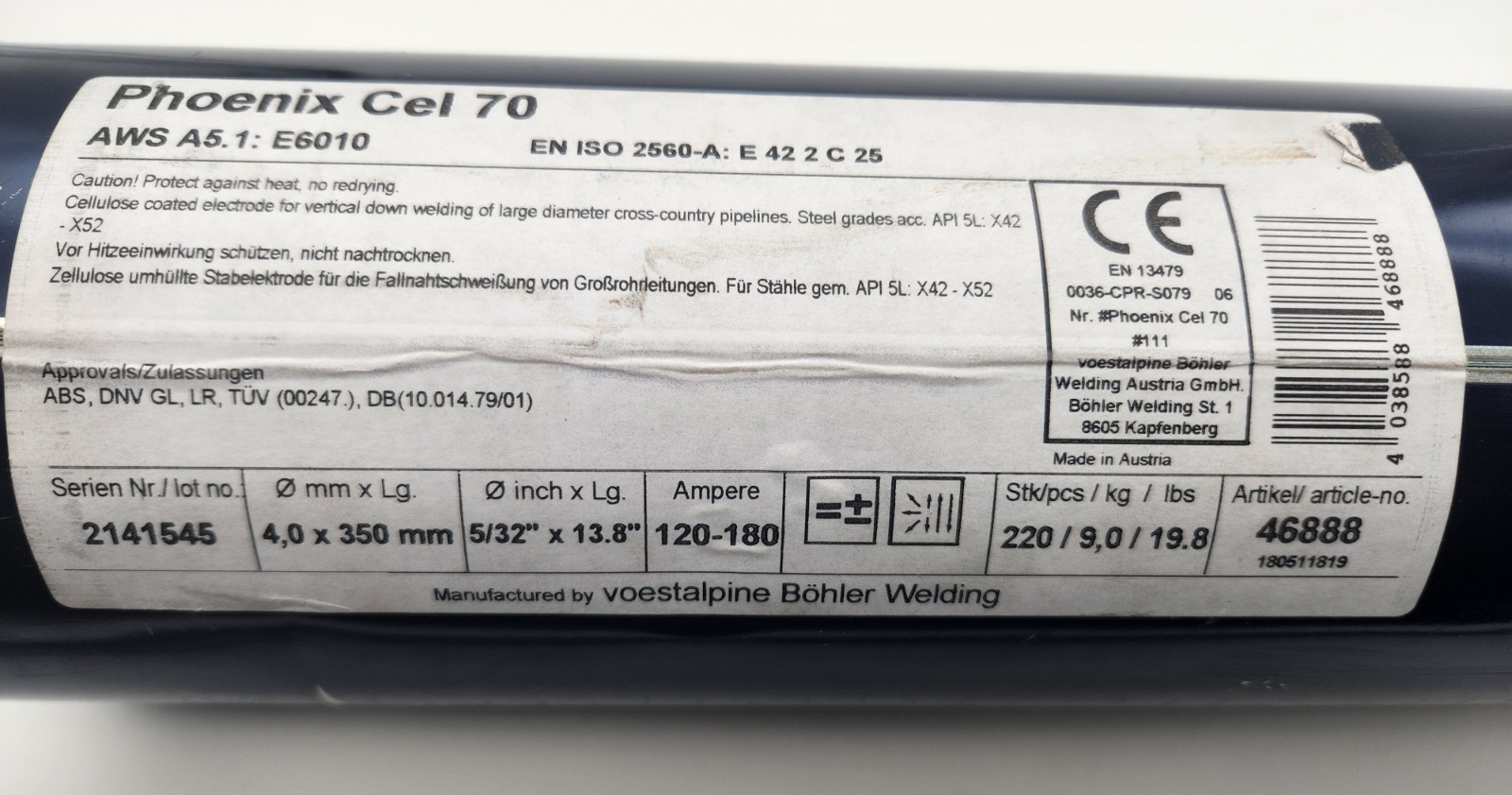 BÖHLER Électrode baguette Phoenix CEL 70 - E 42 2 C 25 4x350 mm - 9 Kg -Neuf  2