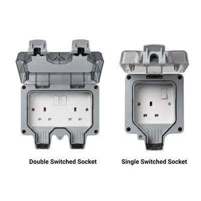 IP66 Wetterfeste Außensteckdose 1/2 Gang Wasserdicht Gartenstecker Elite Elegance