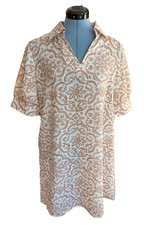 Geometric Stretch Sheath  cream color Dress Size Large chest 42”length 34”