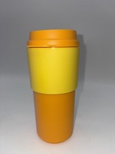 Tupperware Tumbler 16oz Reusable Travel Mug Orange Yellow Lid