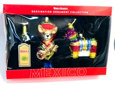 World Market *DESTINATION MEXICO* 3 PC Glass Ornament Set NIB